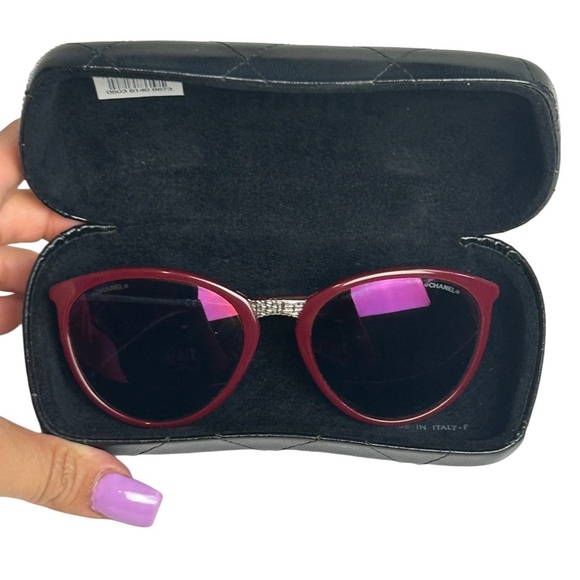 Chanel Red Butterfly Sunglasses with case red CC logo - Picture 2 of 14